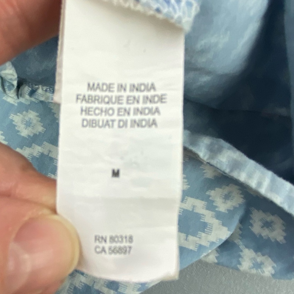 Lucky Brand Southwest Pattern Blue White Button Down LS Women's Dress, Medium - Picture 6 of 13